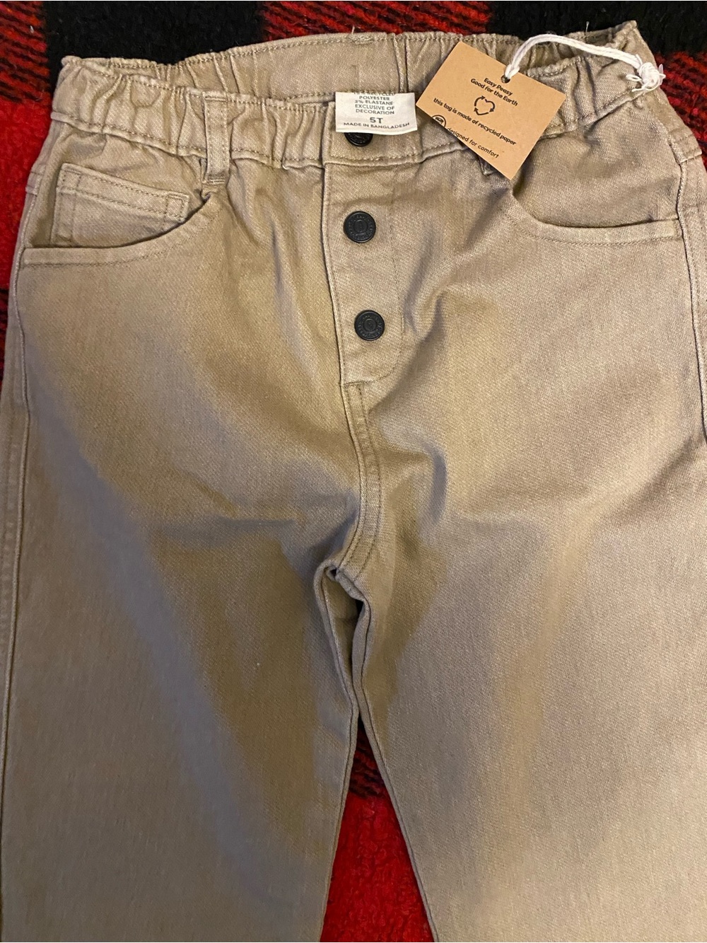 Kids elastic natural beige denim jeans